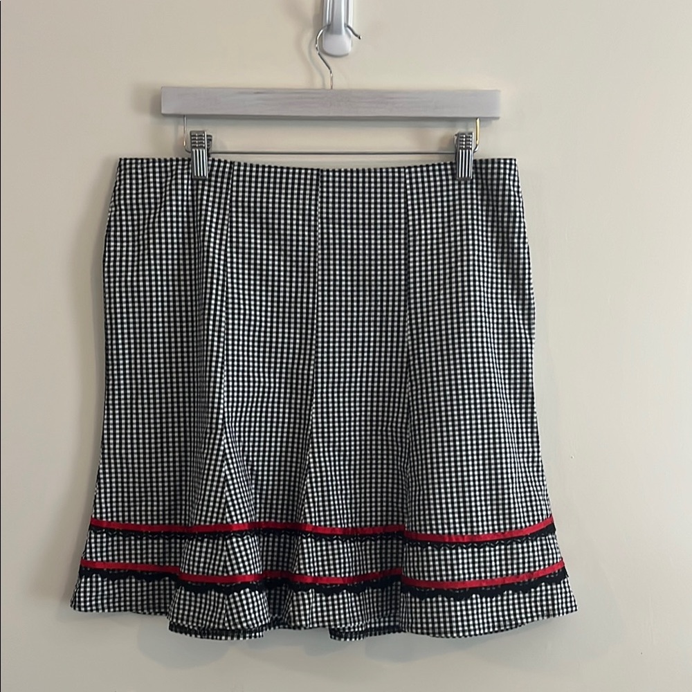 Vintage Morbid Threads Black White Plaid Skirt Checkered Red Black Lace Alternat